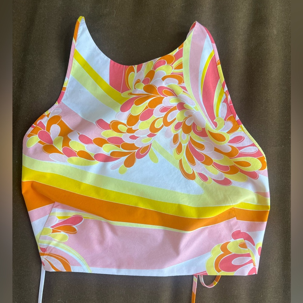Emilio Pucci Yellow Orange Pink White Printed Mini Dress - Picture 3 of 10